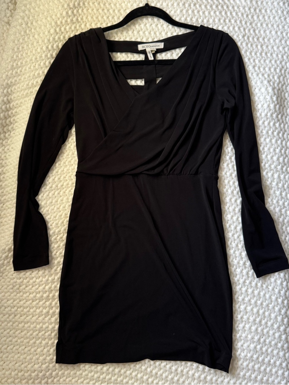 BCBGeneration Black Long-Sleeve Wrap-Style Dress